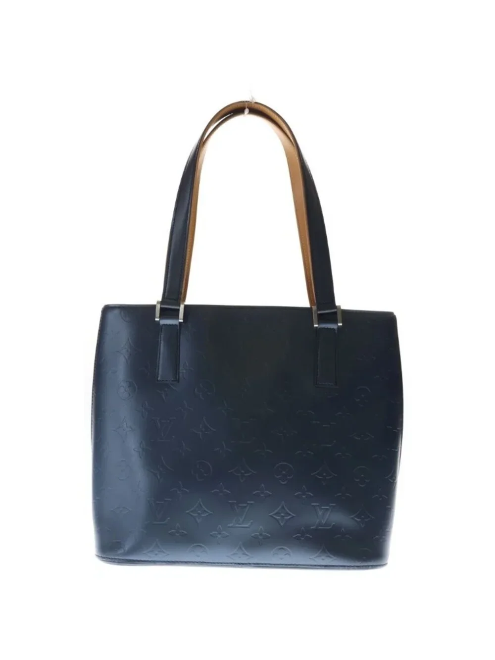 Louis Vuitton Monogram Matte Stockton Tote Metallic Navy Leather Silver